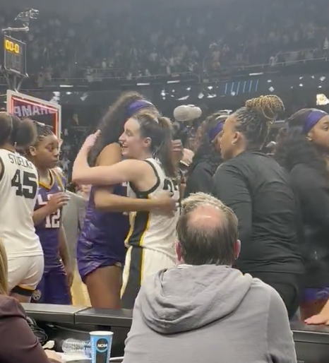 Angel Reese and Caitlin Clark Hug it Out Post Game!